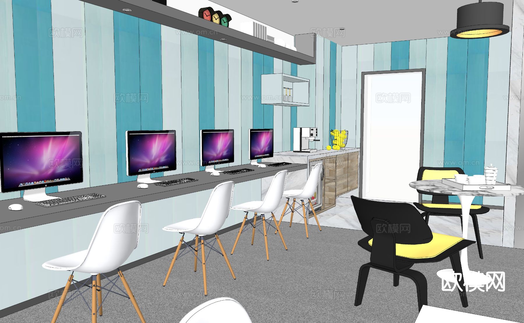 设计工作室 室内设计su模型下载（渲染图3）