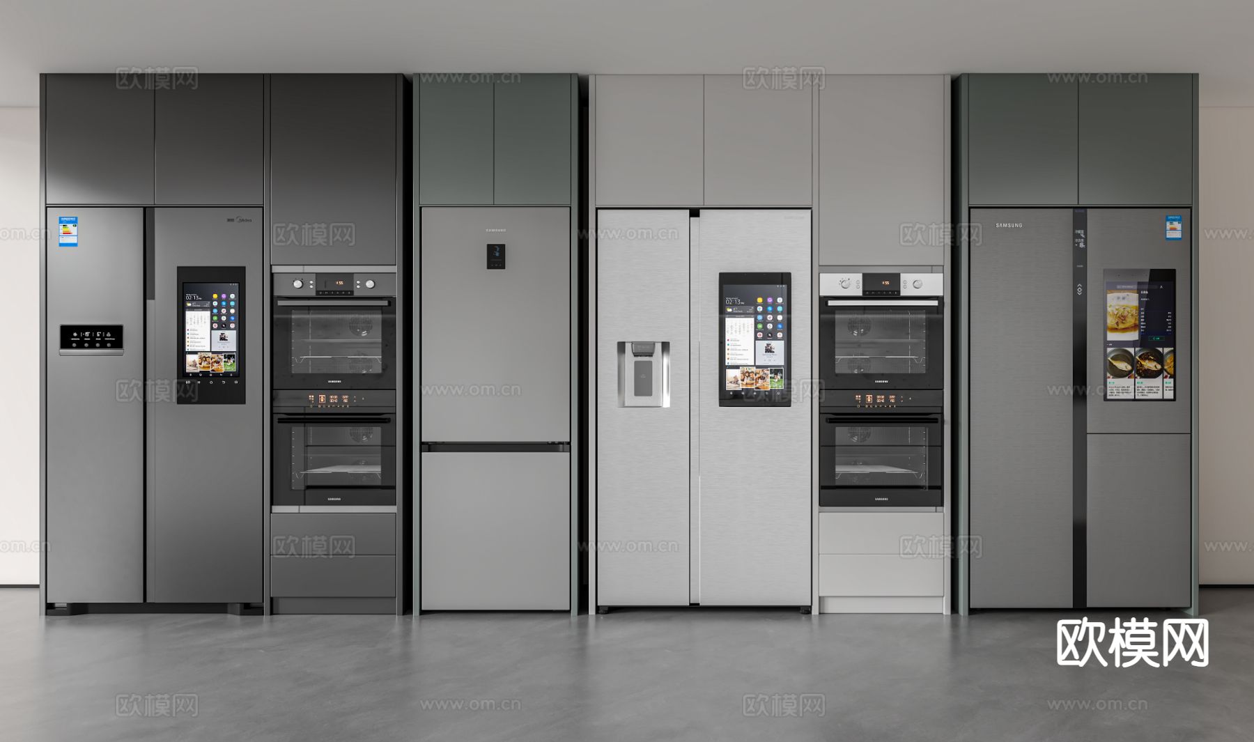 零嵌入冰箱 双门冰箱su模型下载（渲染图2）