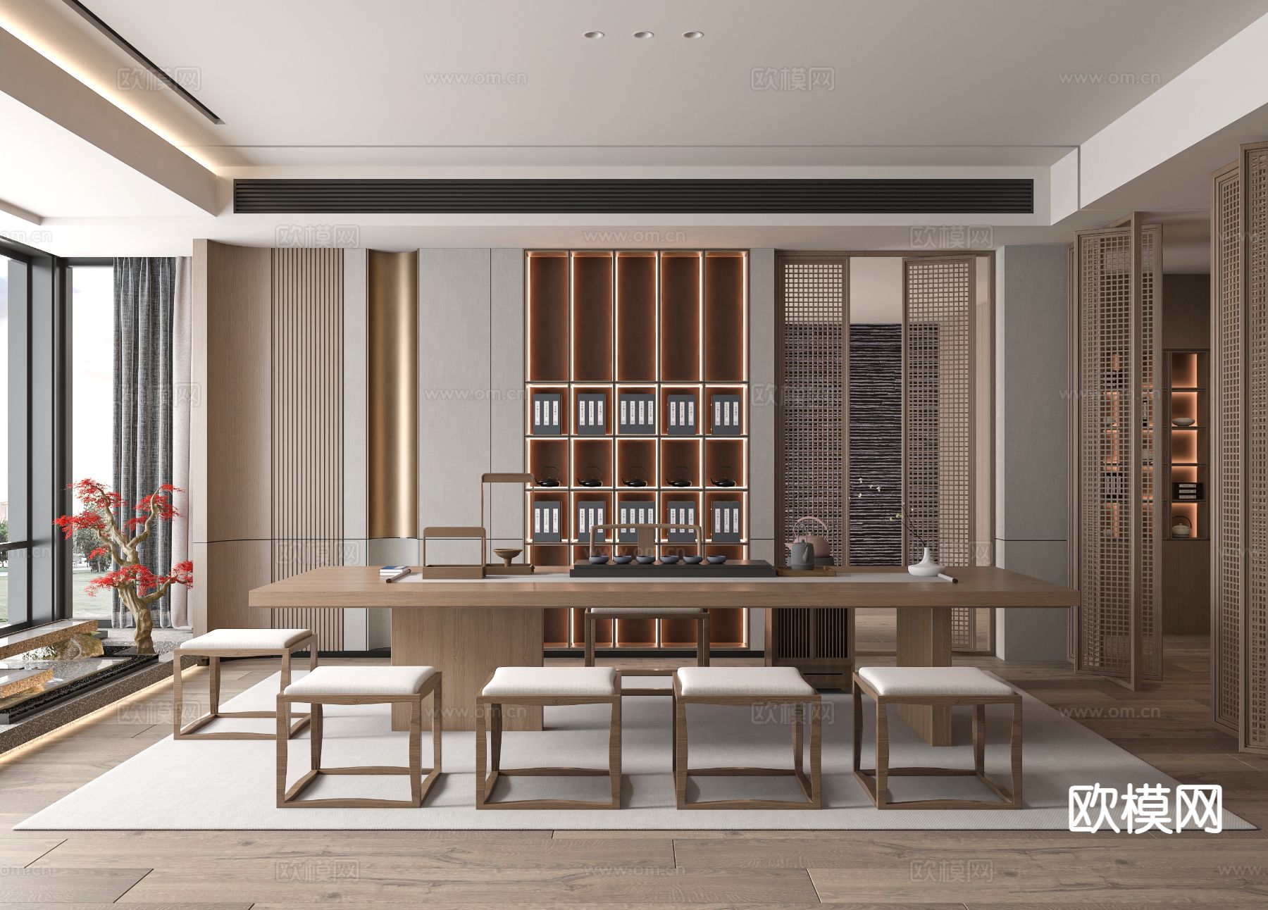 新中式茶室3d模型下载