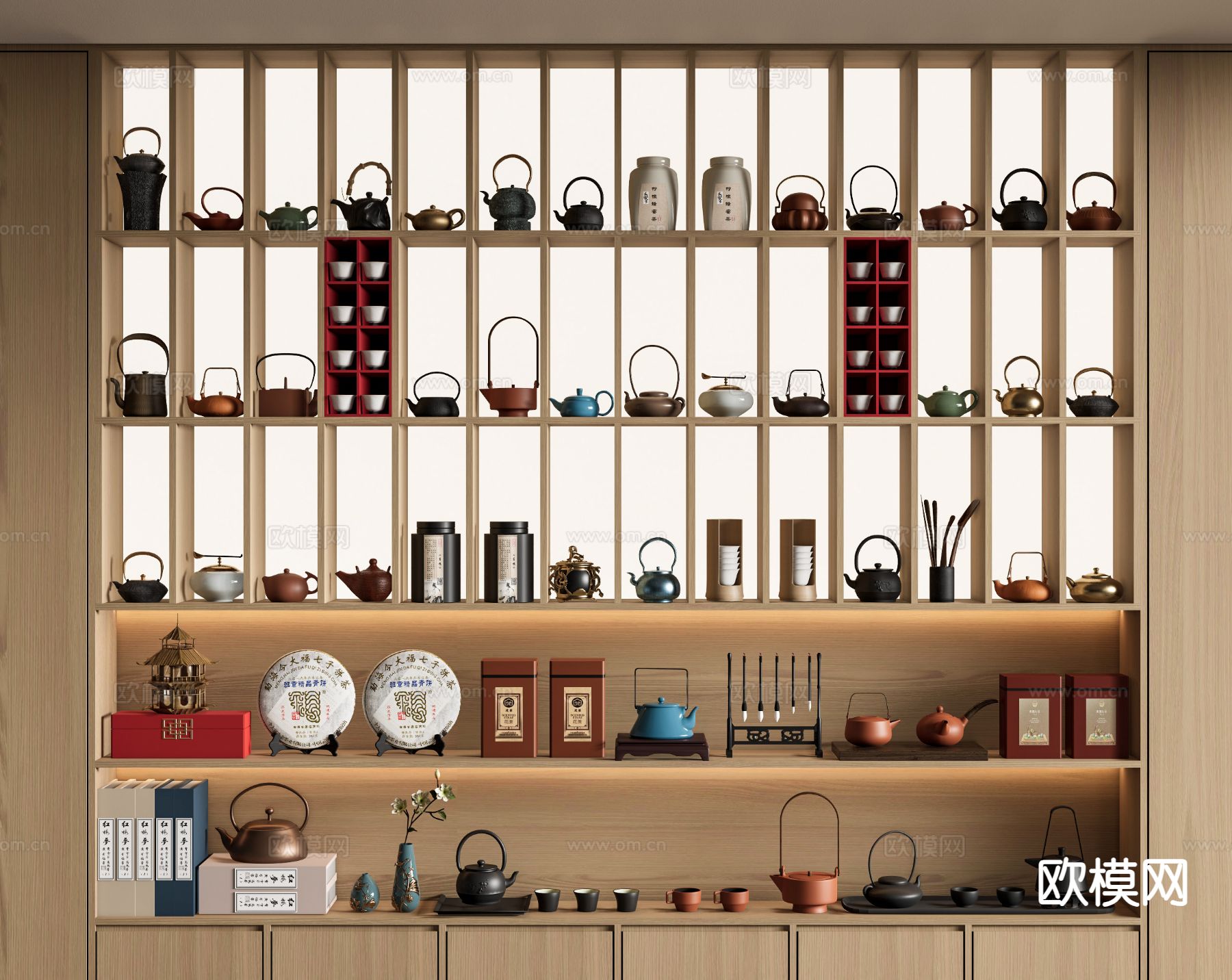 茶柜 展示柜su模型下载（渲染图2）