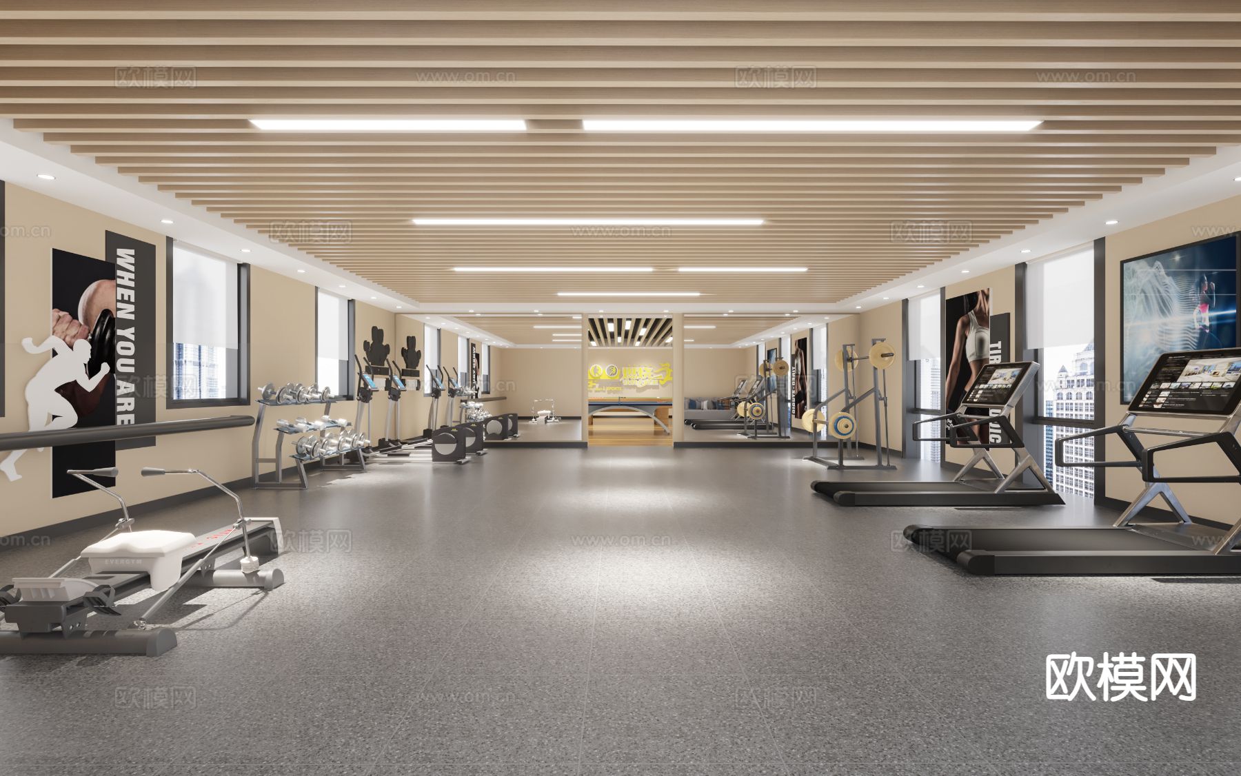 现代健身房3d模型下载