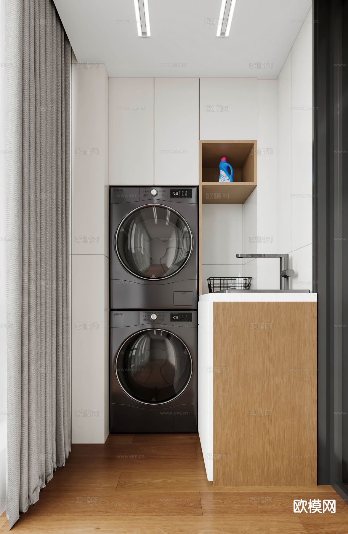 现代阳台柜 洗衣机柜3d模型下载