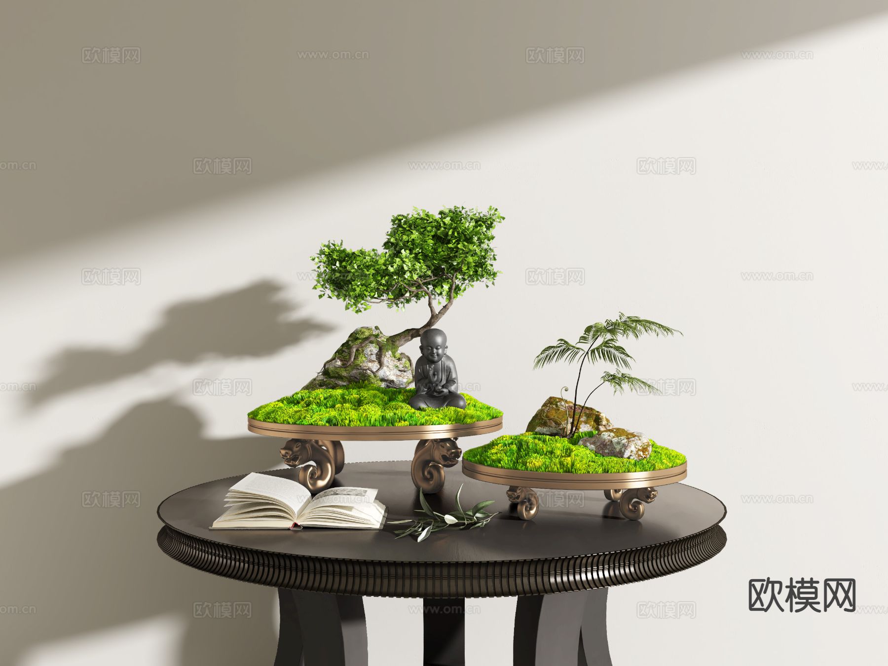 中式松树盆景 禅意盆景3d模型下载