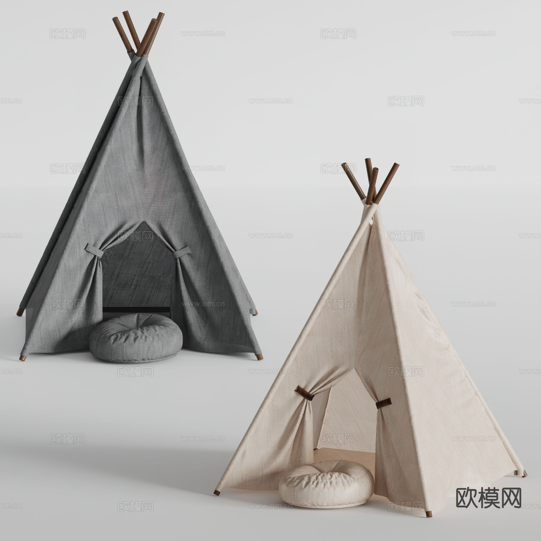 现代儿童帐篷 布艺帐篷su模型下载（渲染图2）