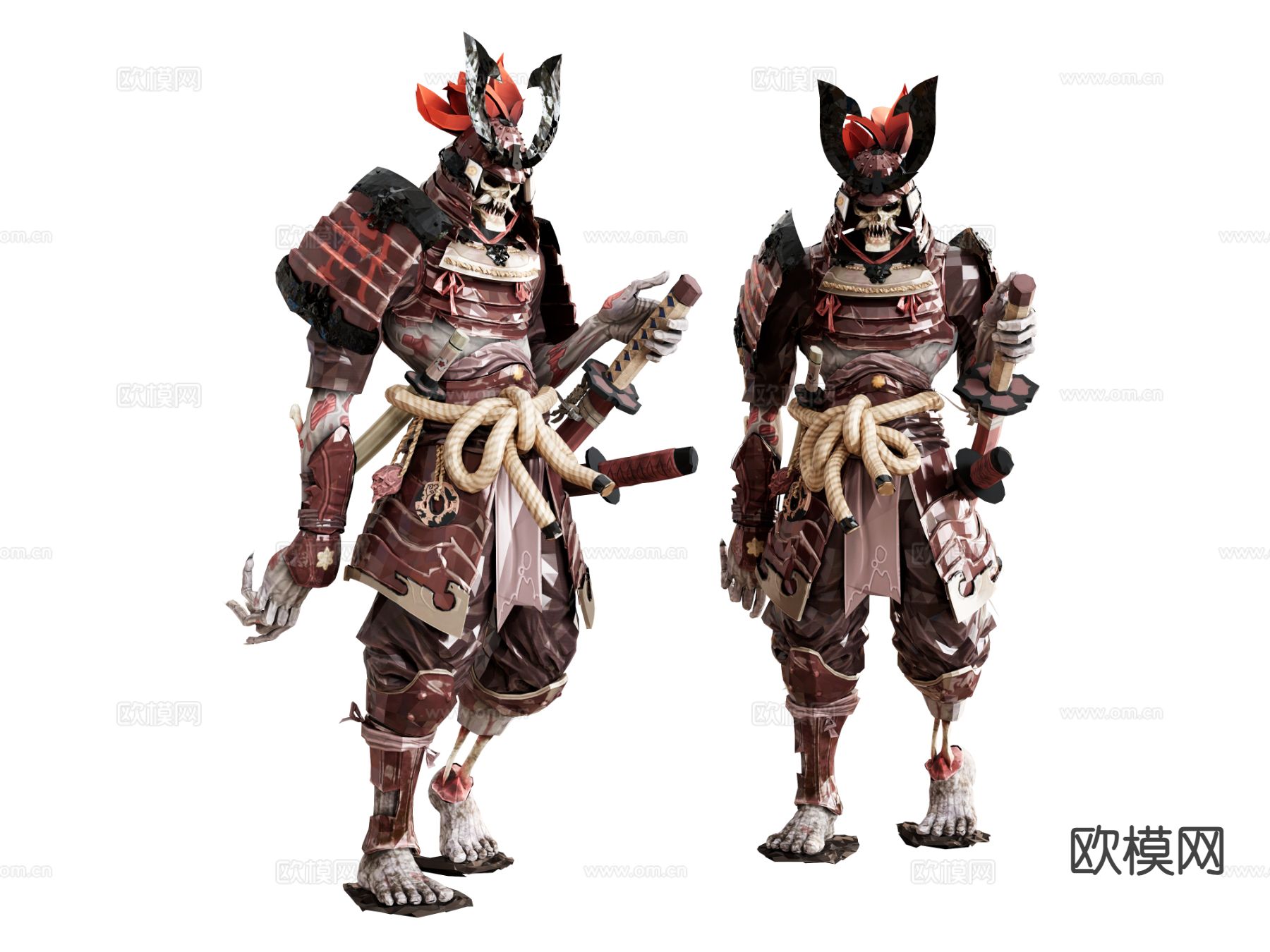 日本战士 亡灵雕塑 手办su模型下载（渲染图2）