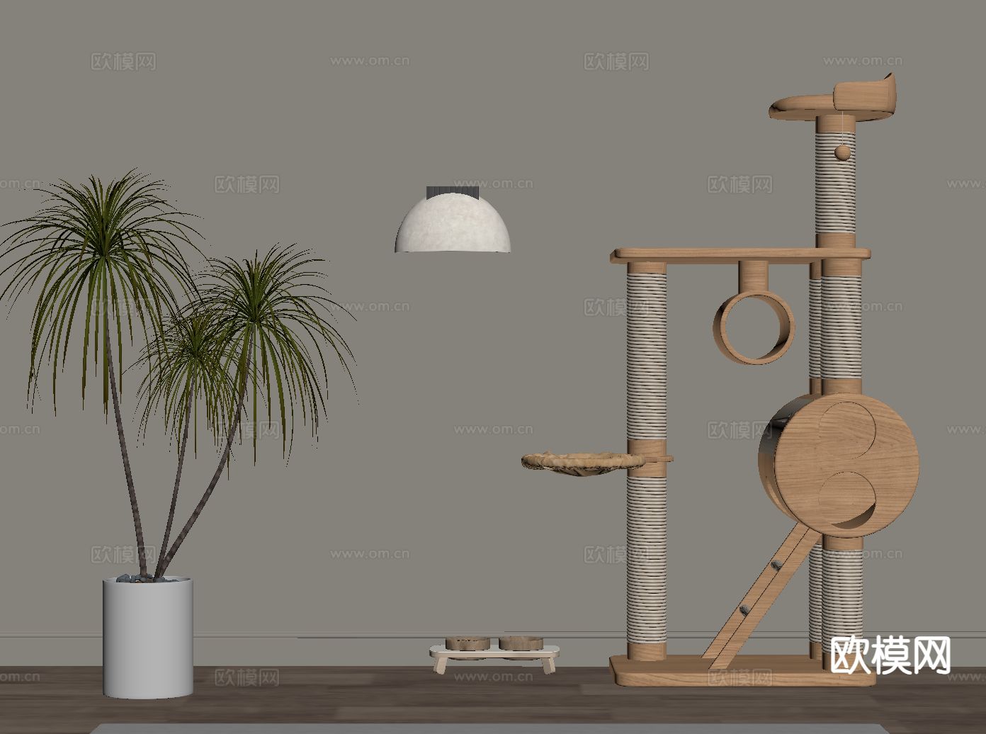 北欧猫爬架su模型下载（渲染图1）