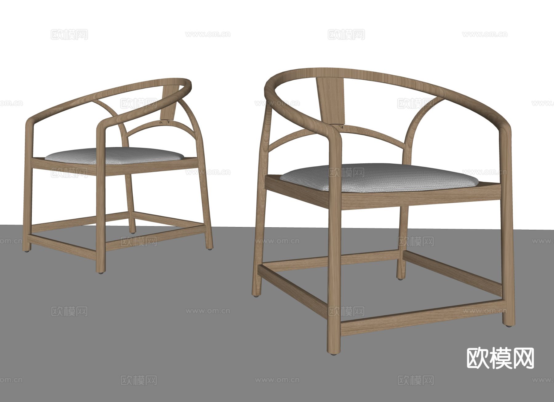 新中式休闲椅su模型下载（渲染图1）
