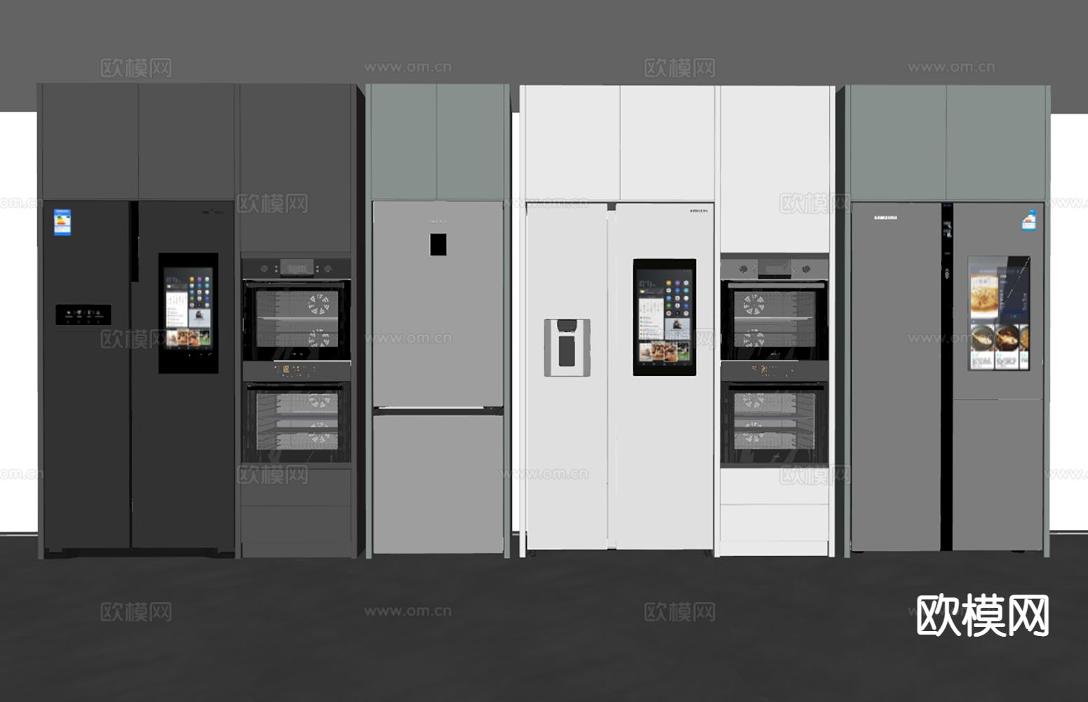 零嵌入冰箱 双门冰箱su模型下载（渲染图1）