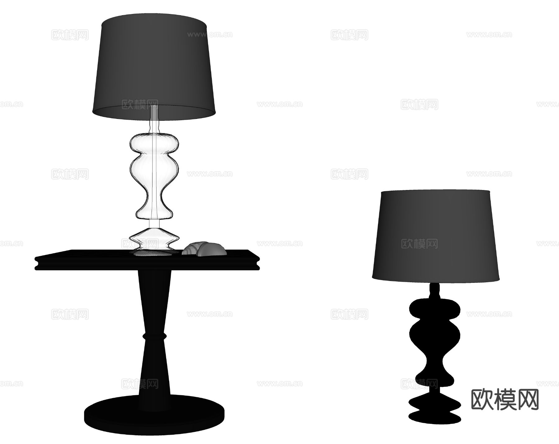 欧式台灯su模型下载（渲染图1）