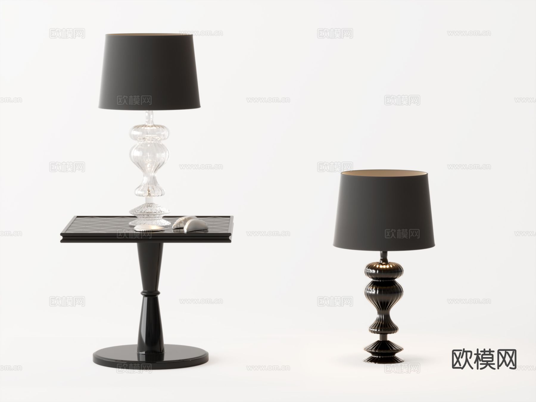 欧式台灯su模型下载（渲染图2）