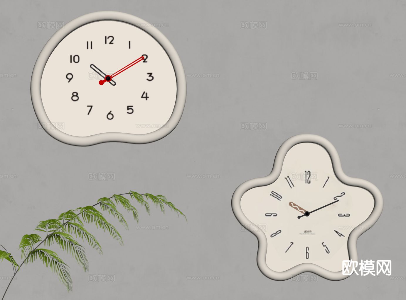 奶油风钟表 挂表su模型下载（渲染图1）