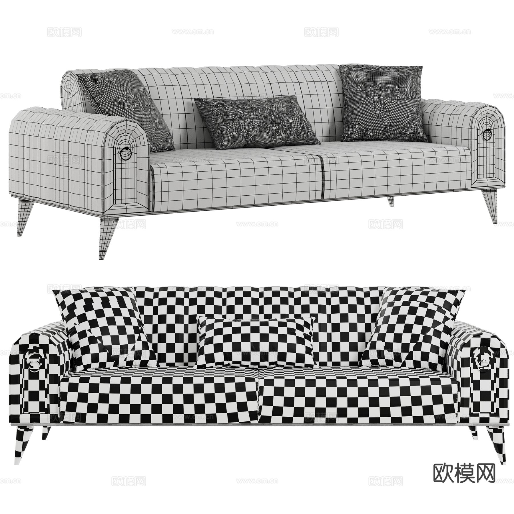 Buse Sofa轻奢双人沙发3d模型下载（渲染图3）