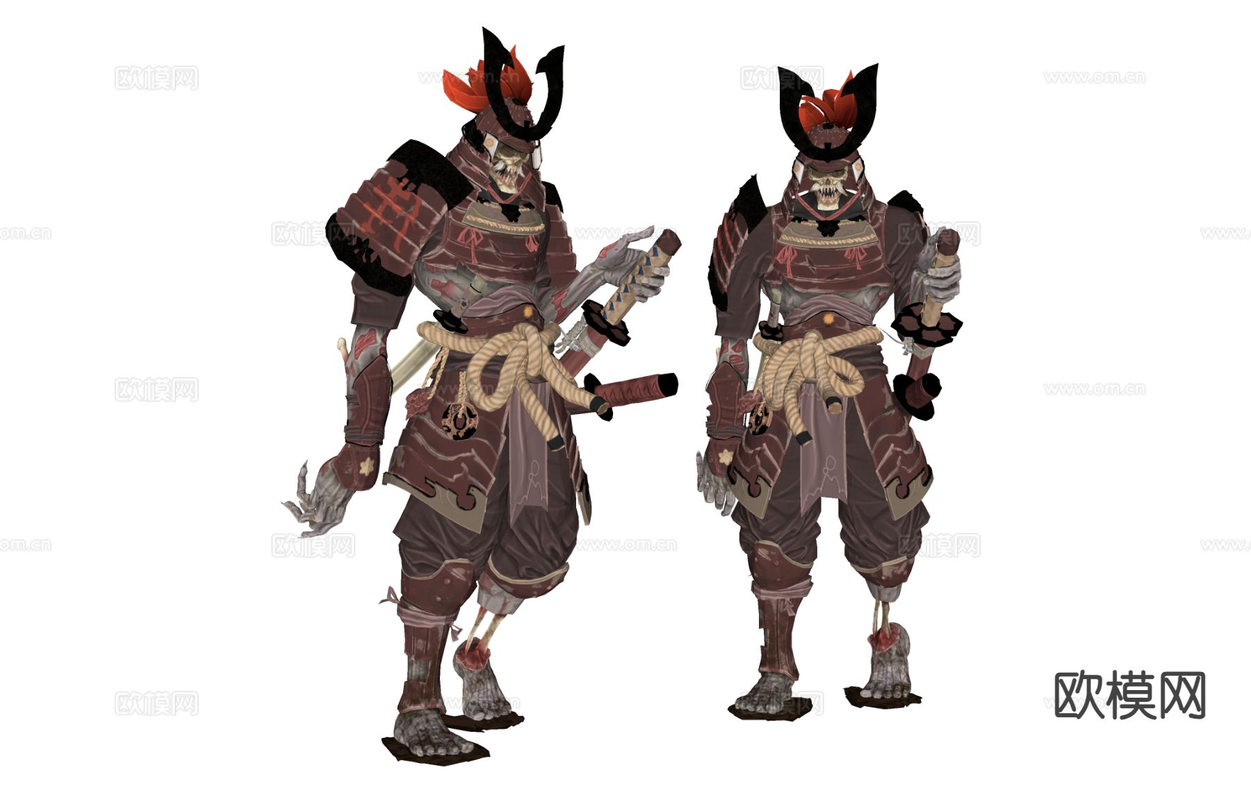 日本战士 亡灵雕塑 手办su模型下载（渲染图1）