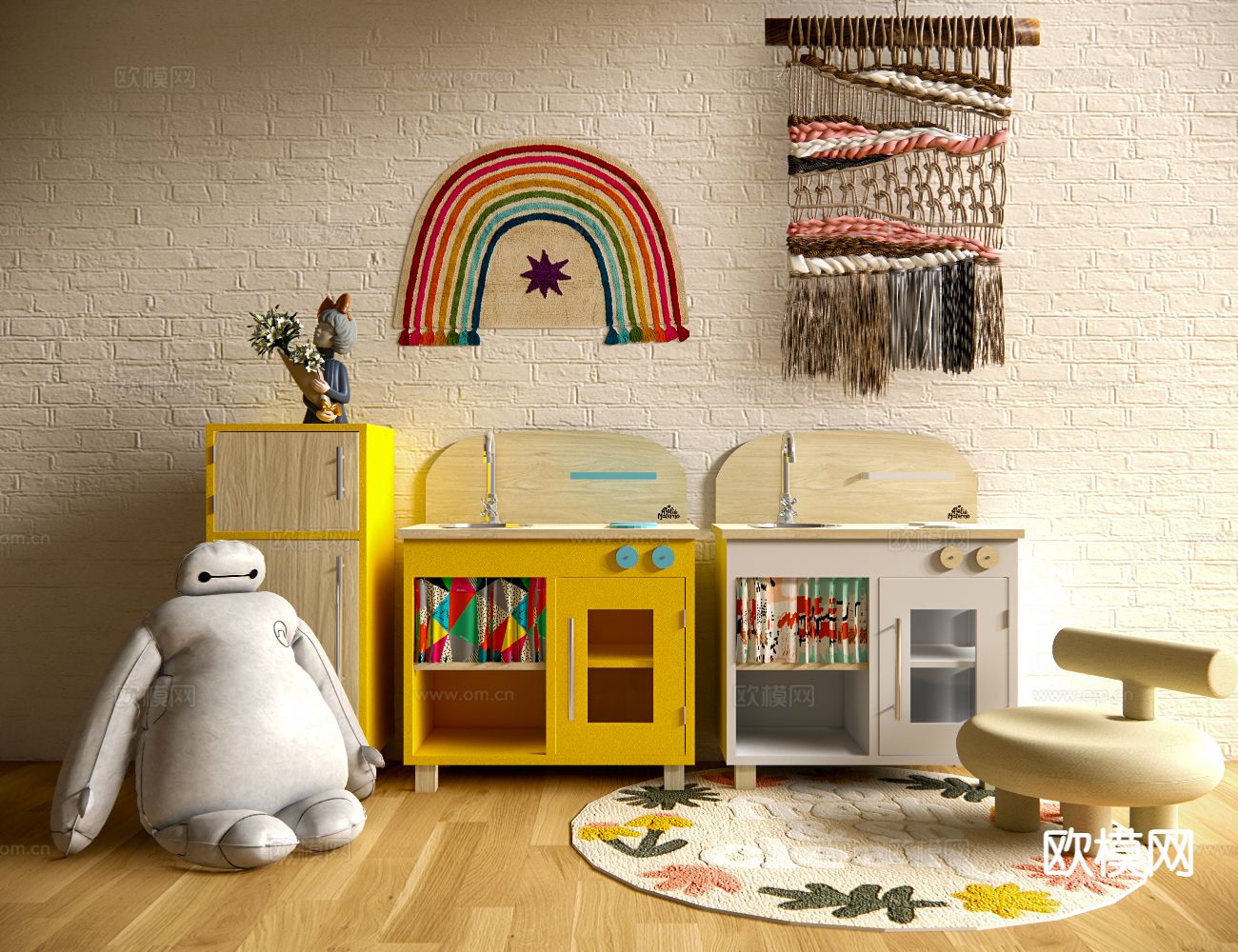 儿童桌椅 玩偶su模型下载（渲染图2）