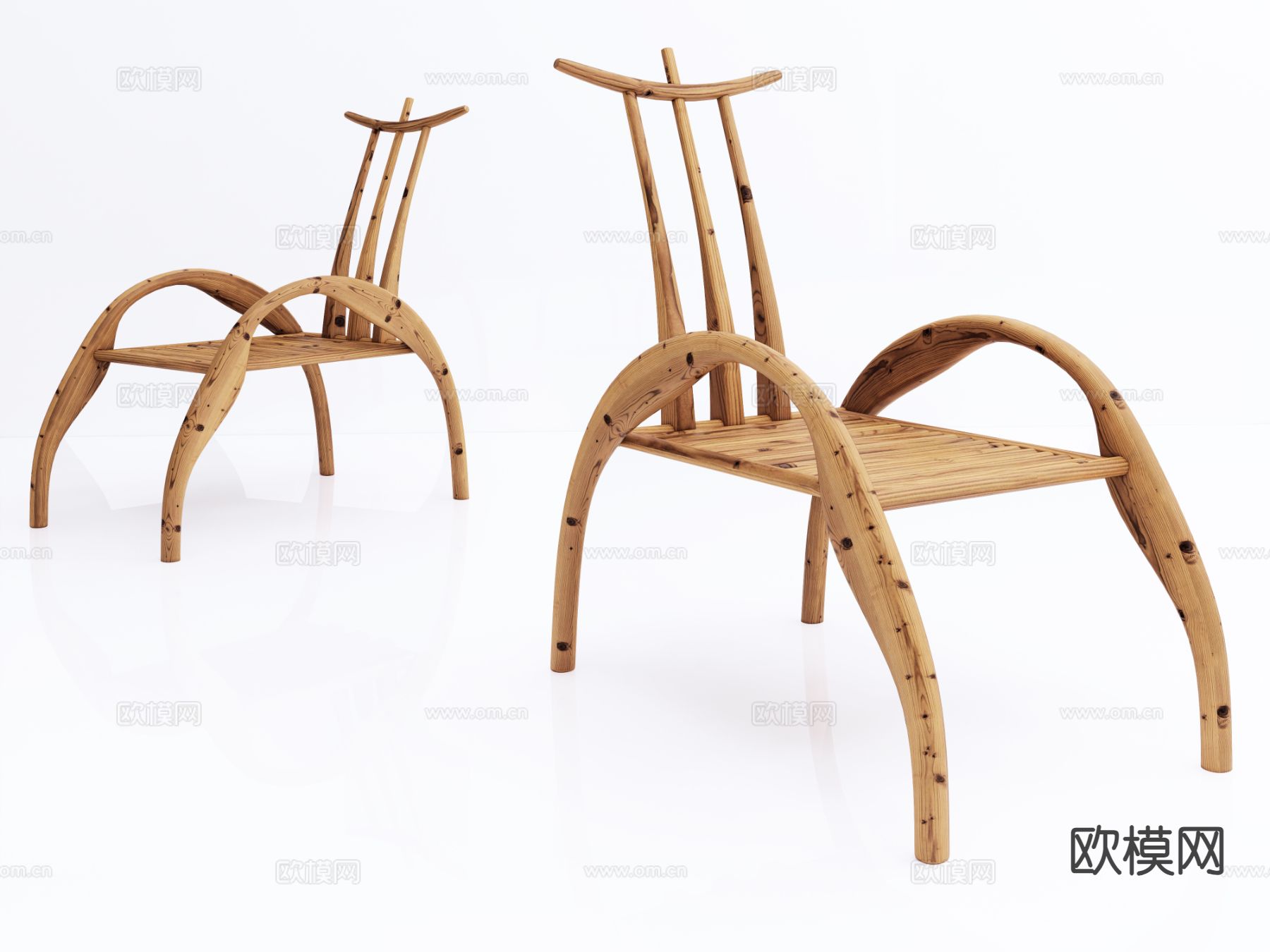 中式休闲椅su模型下载（渲染图2）