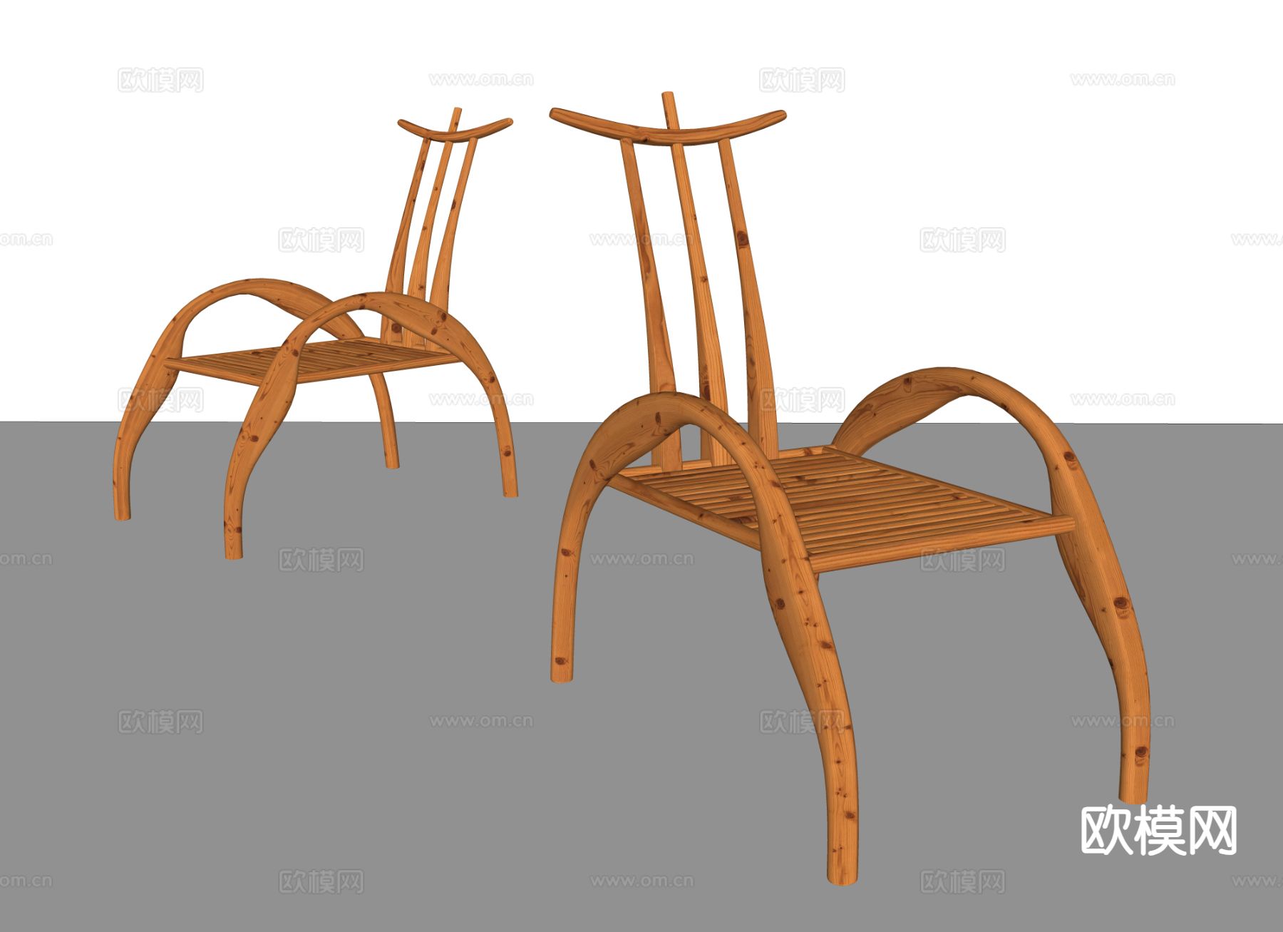中式休闲椅su模型下载（渲染图1）