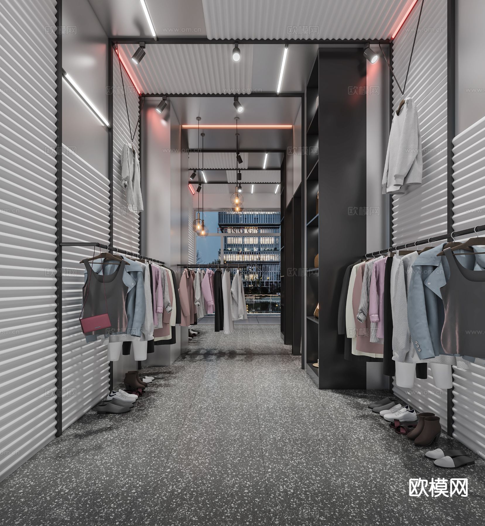 工业风服装店门头门面3d模型