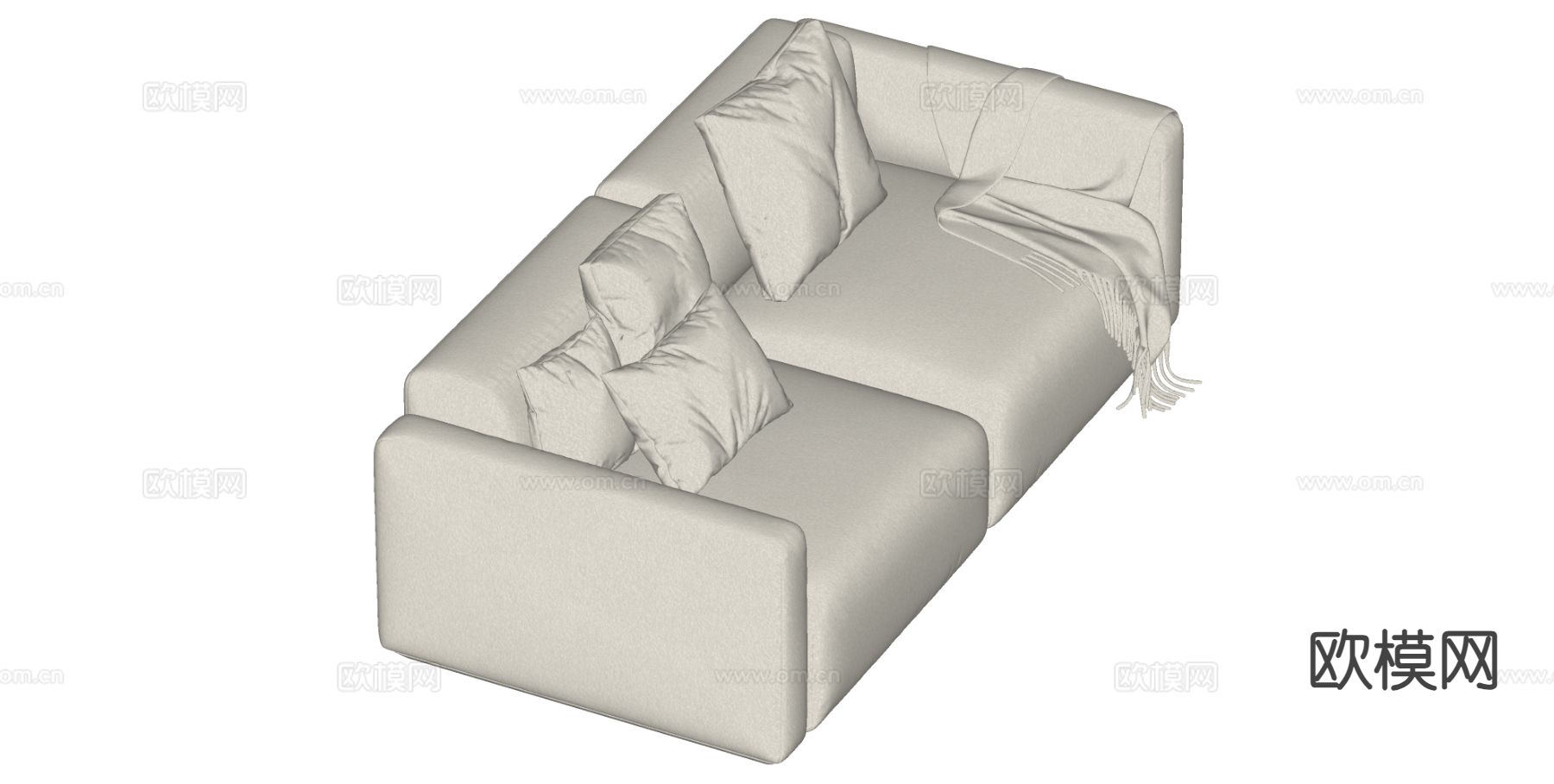 现代双人沙发su模型下载（渲染图1）