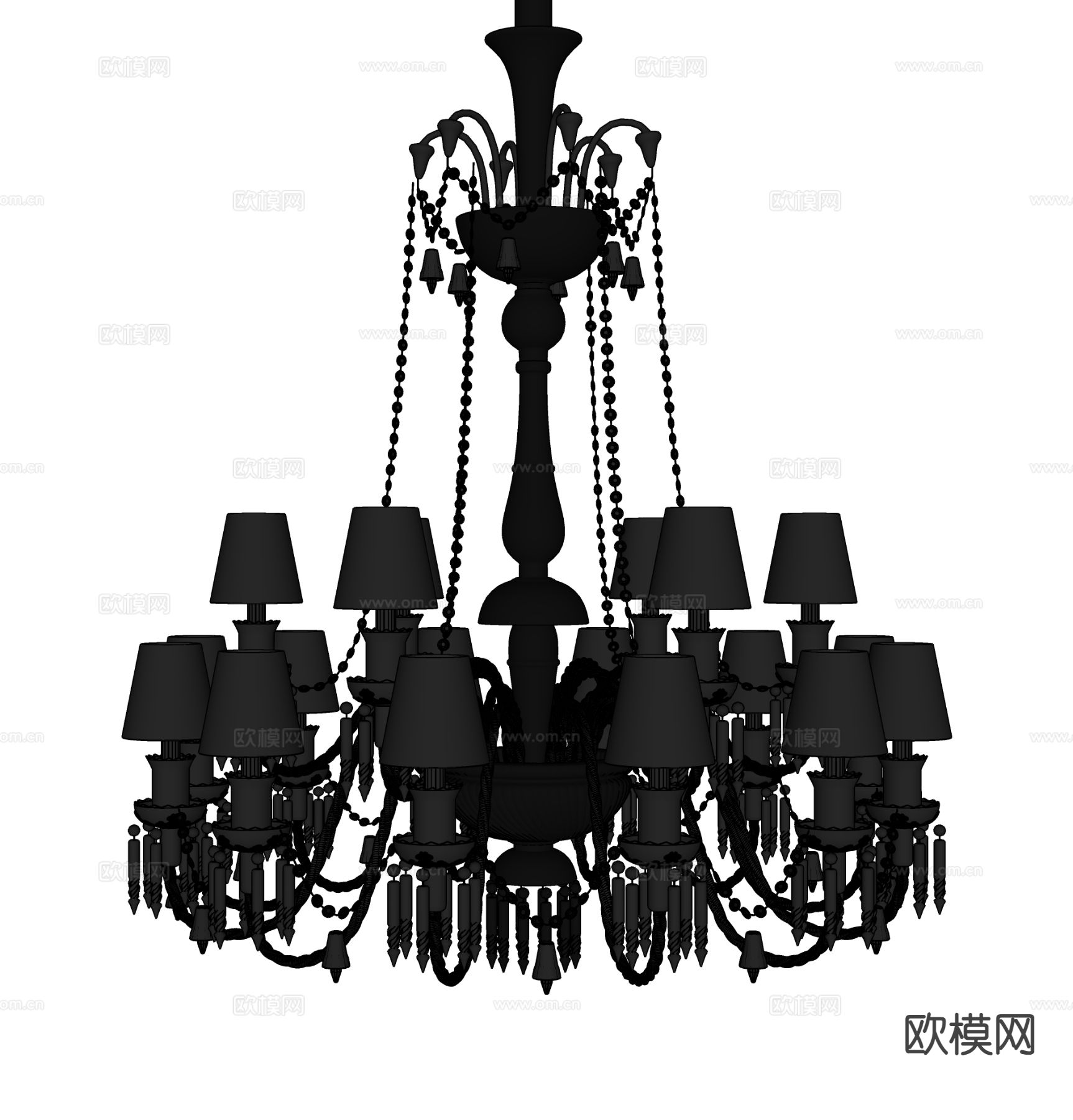 欧式水晶吊灯 黑色水晶吊灯su模型下载（渲染图1）