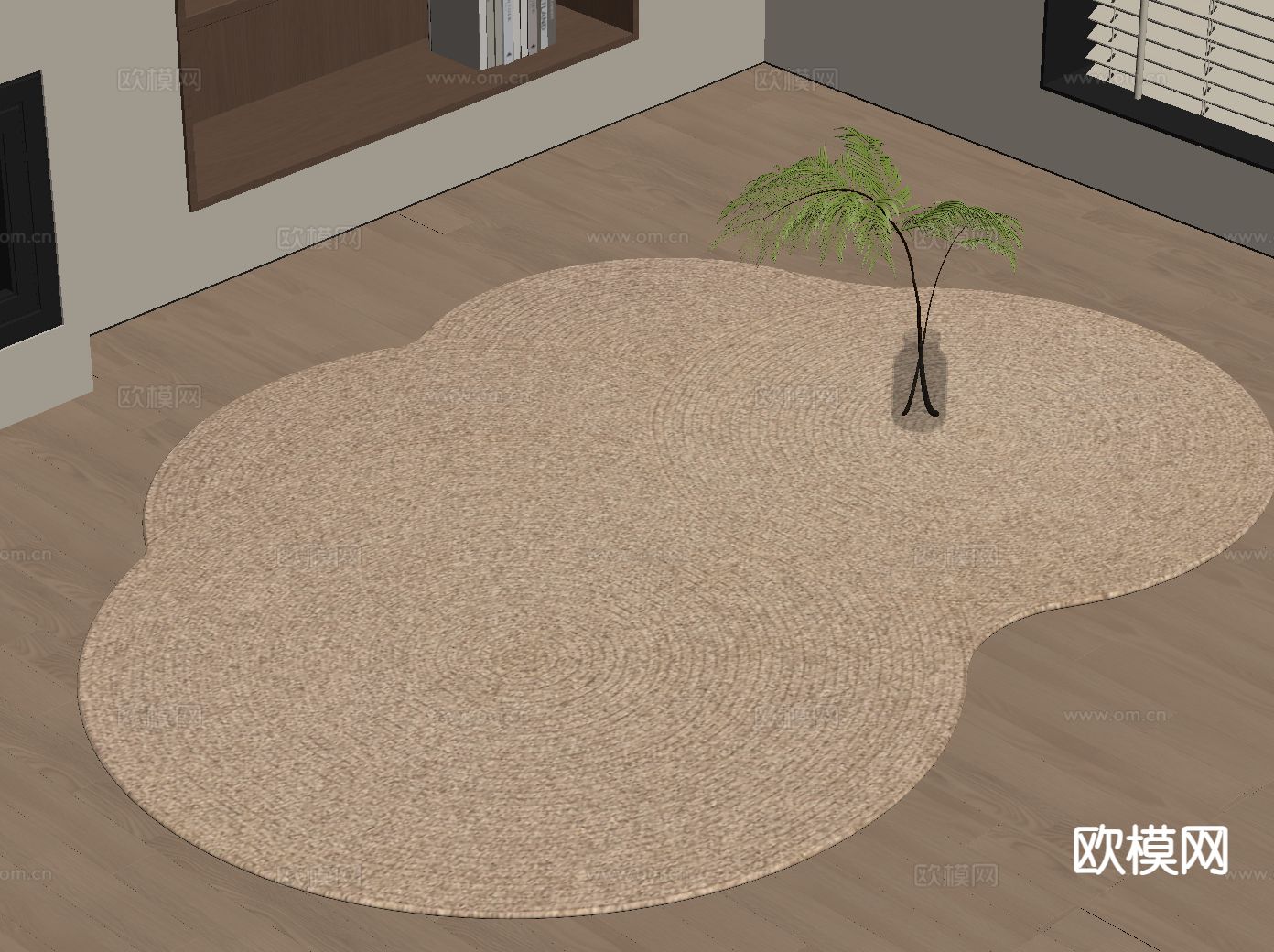 中古风地毯su模型下载（渲染图1）