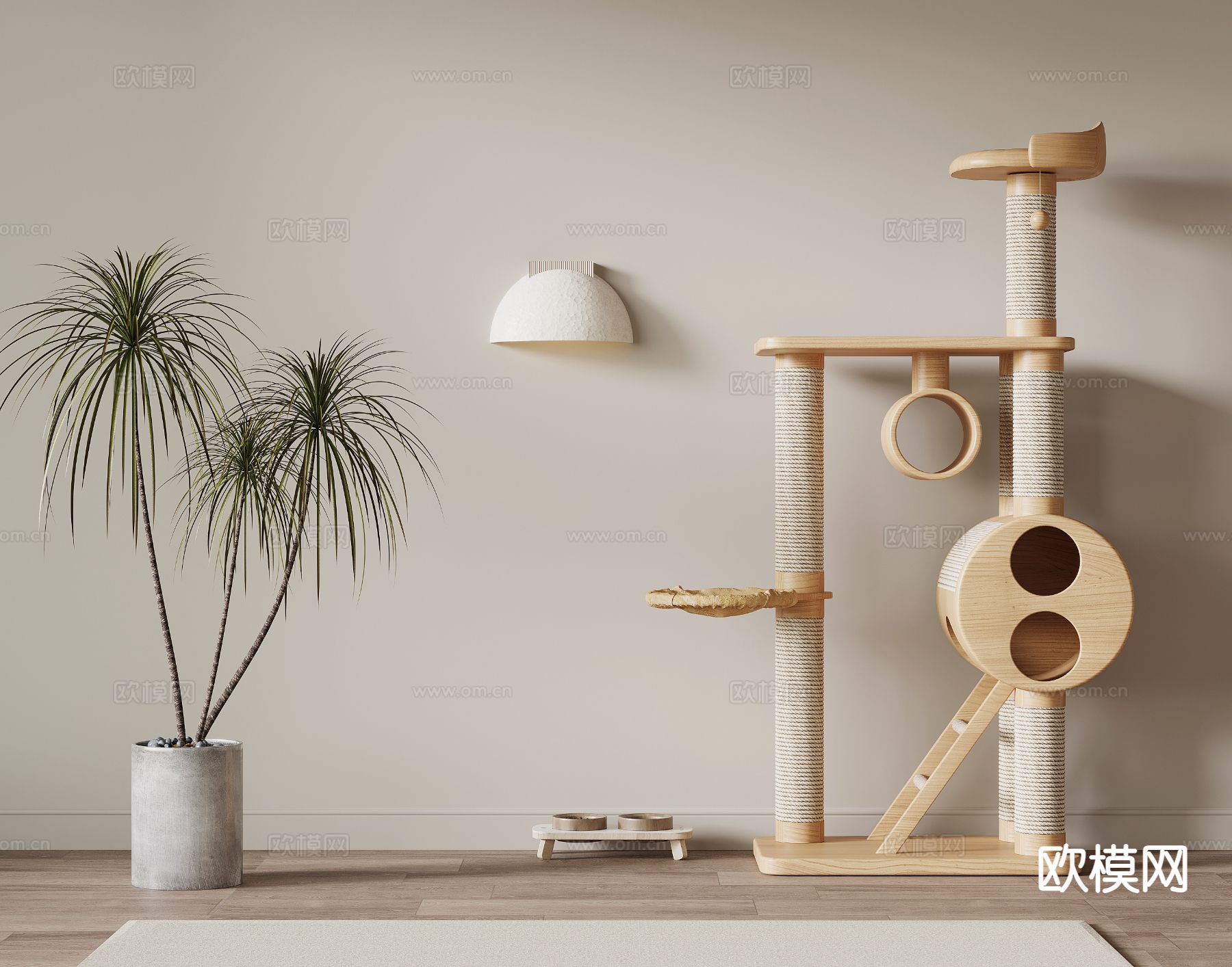 北欧猫爬架su模型下载（渲染图2）