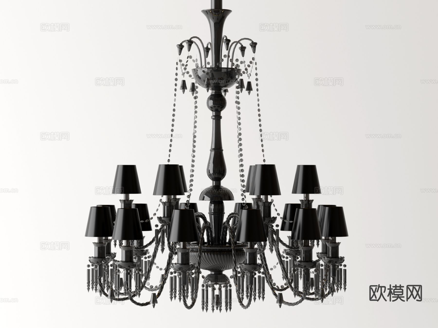 欧式水晶吊灯 黑色水晶吊灯su模型下载（渲染图2）