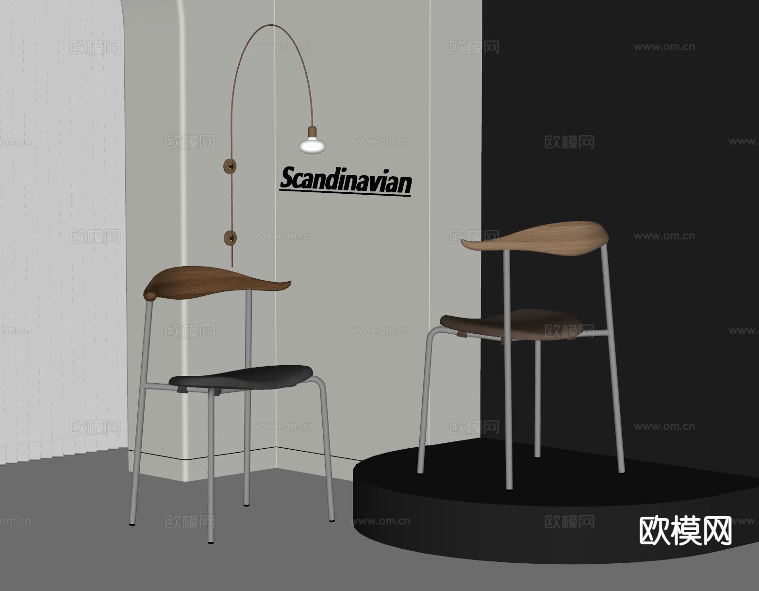 中古风餐椅 单椅su模型下载（渲染图1）