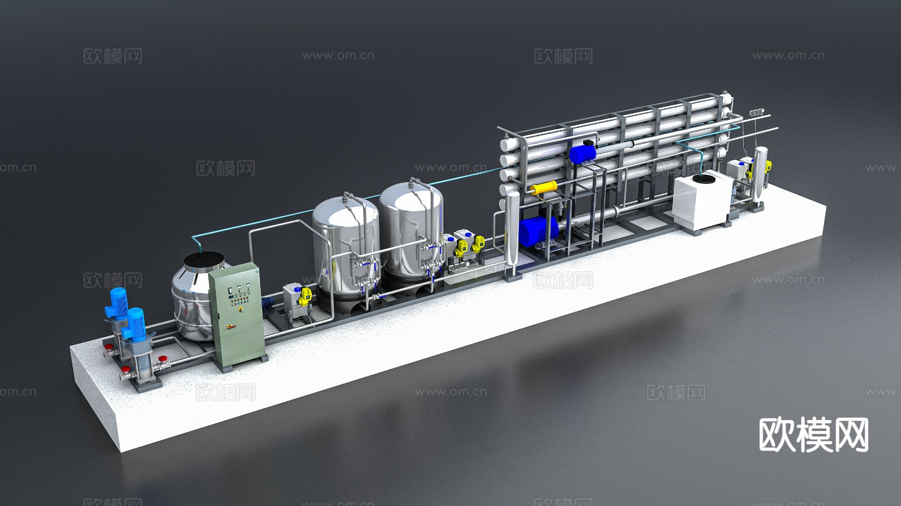 水处理渗透装置 工厂设备3d模型