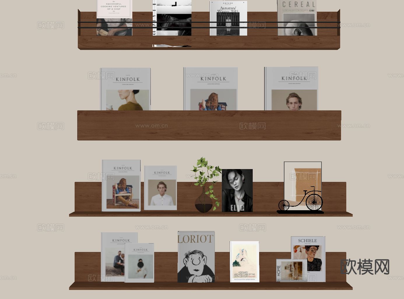 现代书架 置物架su模型下载（渲染图1）