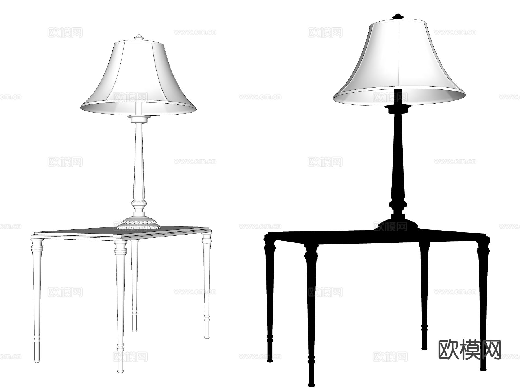 简欧台灯su模型下载（渲染图1）