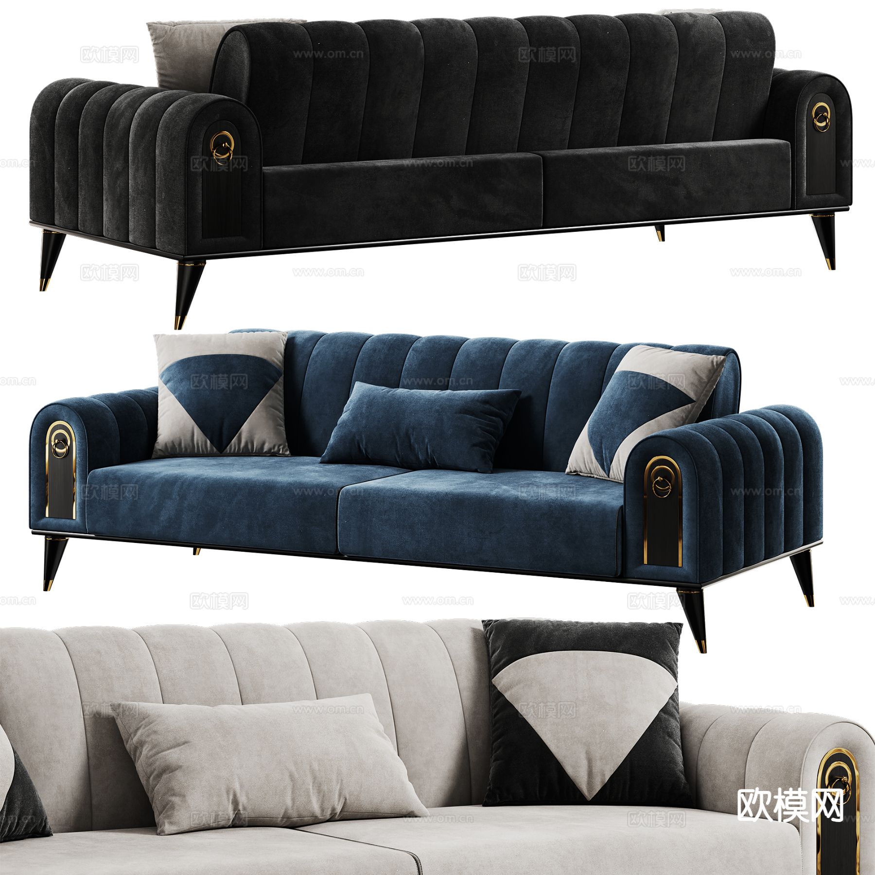 Buse Sofa轻奢双人沙发3d模型下载（渲染图2）