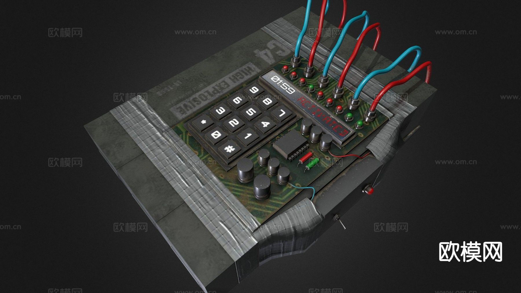 C4炸药 雷管3d模型