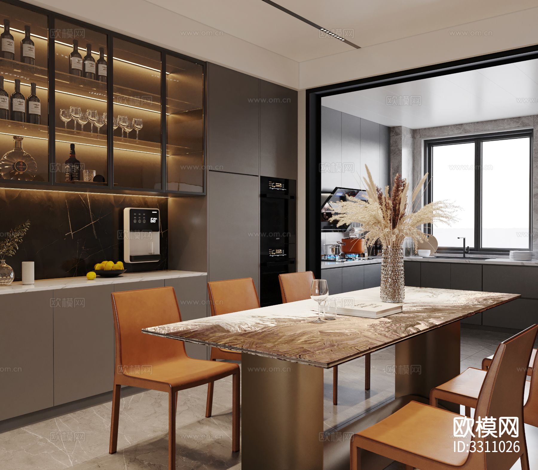 现代客餐厅装修效果图下载（渲染图6）