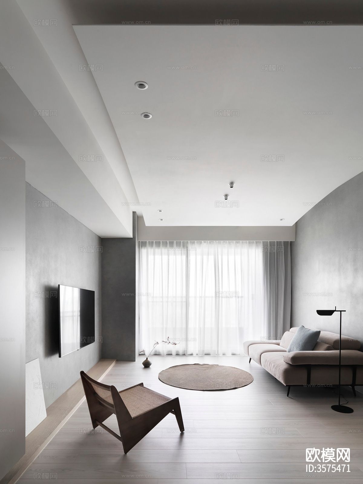 现代极简风客餐厅装修效果图下载（渲染图2）