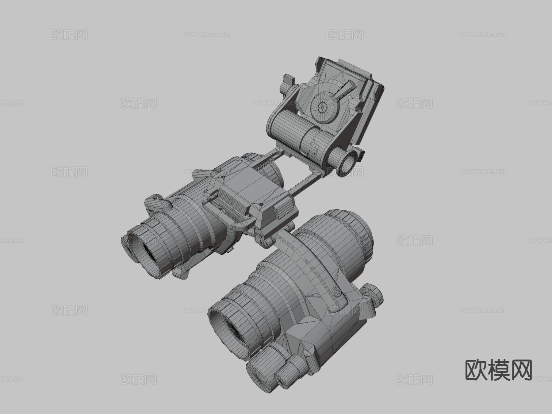 双PVS 夜视设备 望远镜 倍镜3d模型