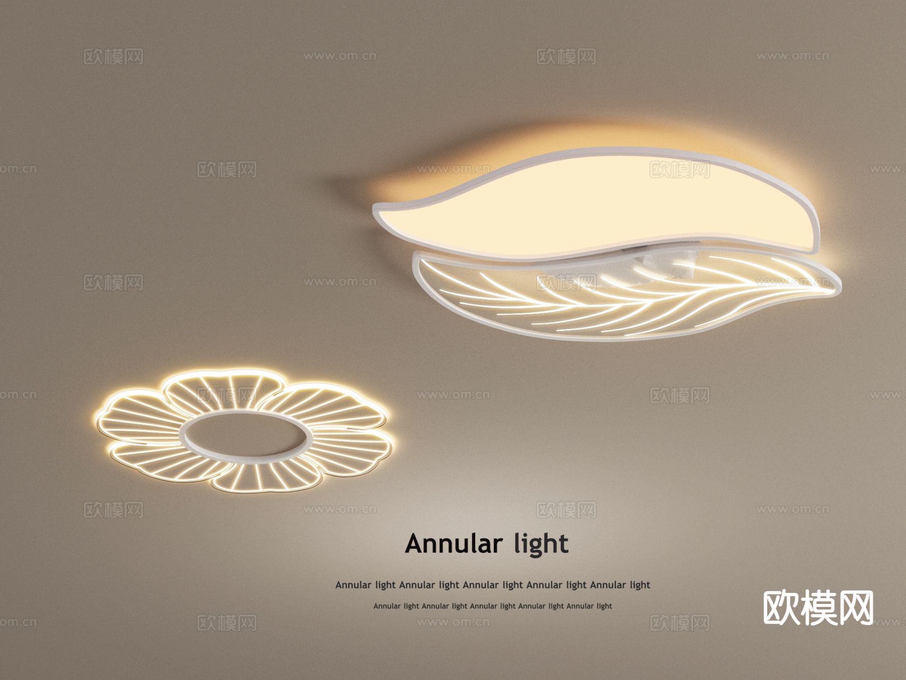 奶油风吸顶灯su模型下载（渲染图2）