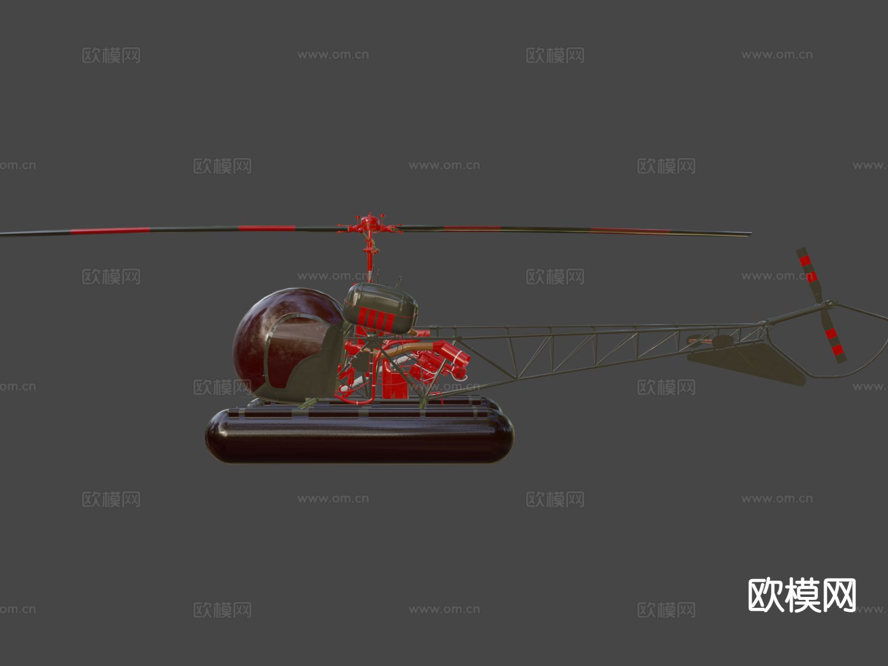 Bell47 飞机 直升机 侦察机3d模型