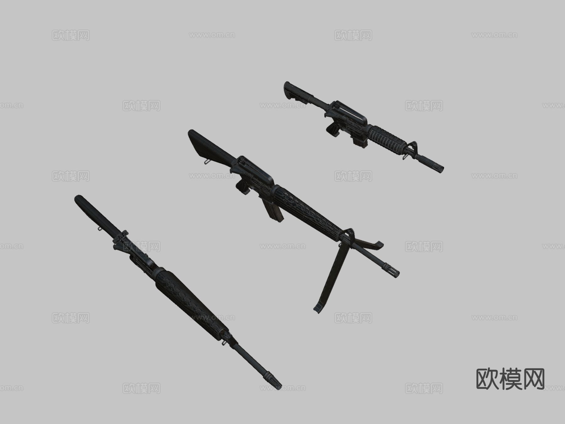 M416突击步枪 游戏武器3d模型