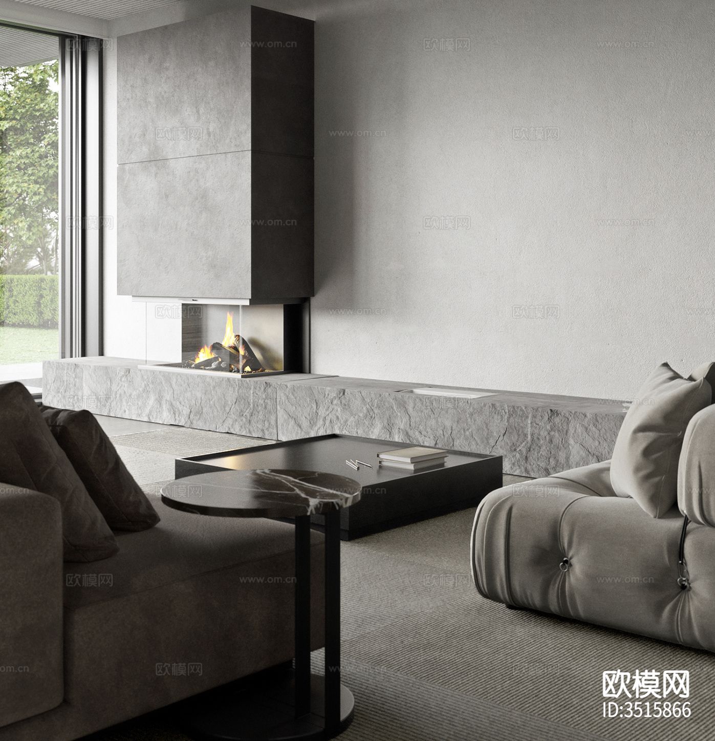 现代平层客餐厅装修效果图下载（渲染图11）