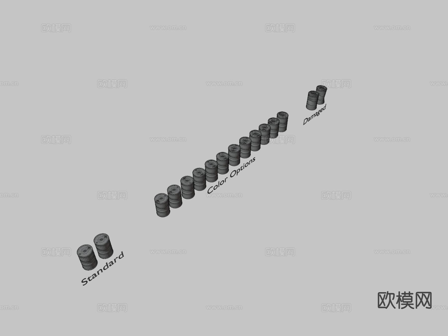 200L油桶 汽油桶 原料桶3d模型下载（渲染图3）
