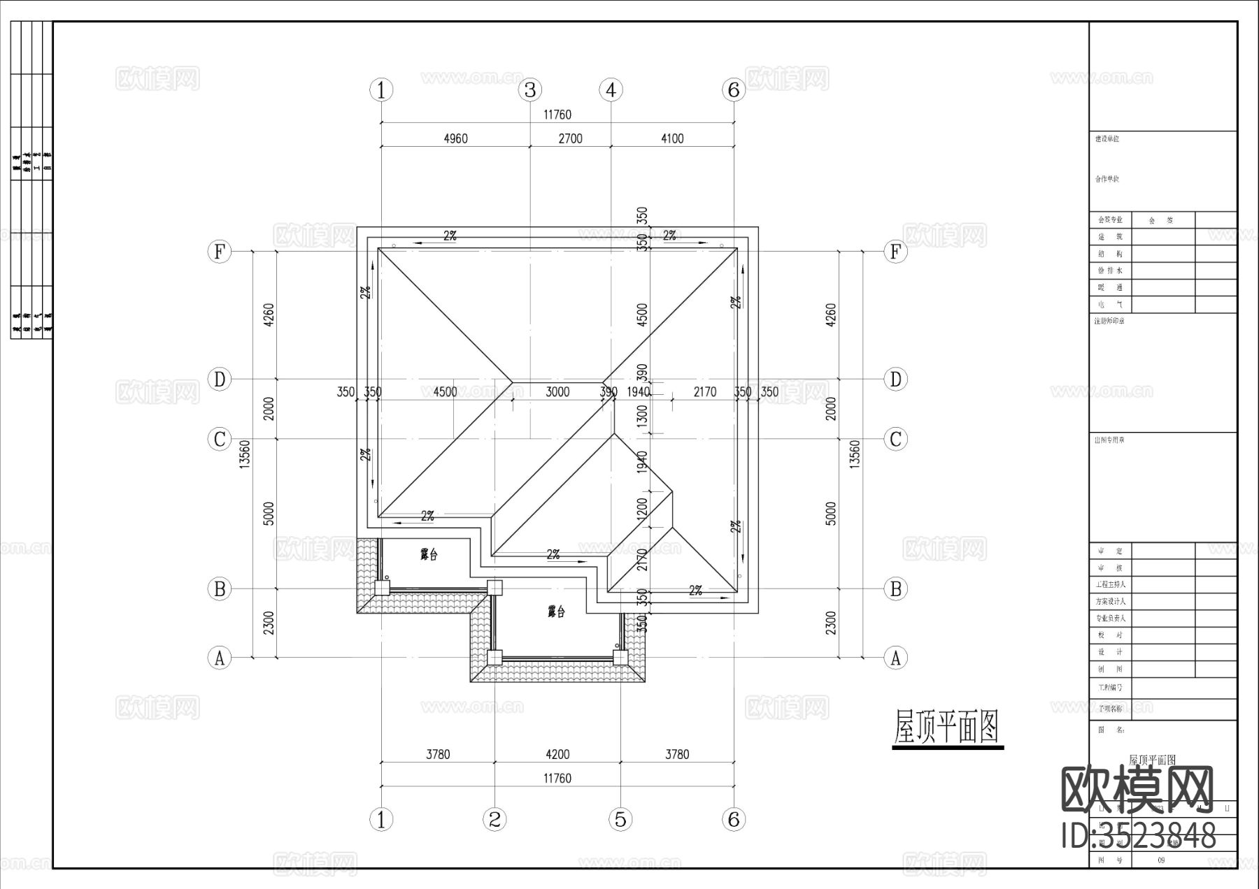 欧式三层独栋别墅建筑cad平面图下载（渲染图5）