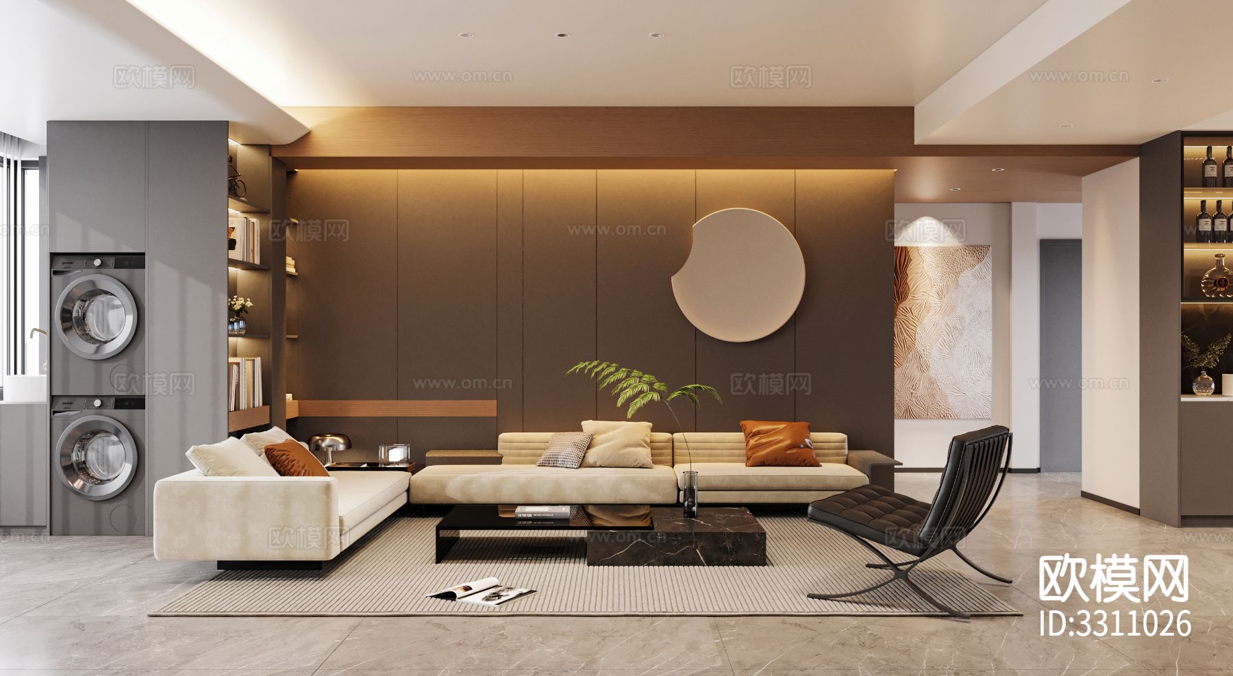 现代客餐厅装修效果图下载（渲染图1）