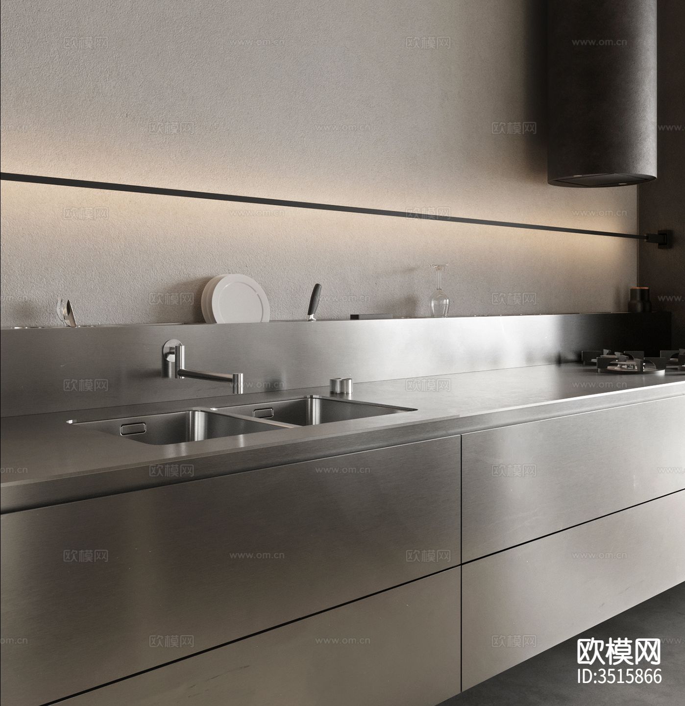 现代平层客餐厅装修效果图下载（渲染图7）