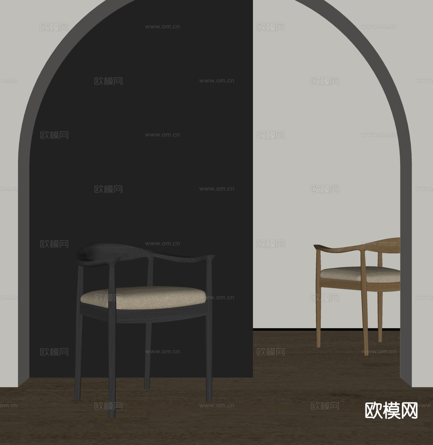 中古风单椅 餐椅su模型