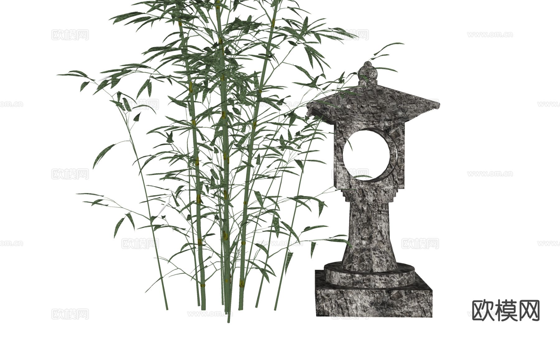 石塔灯 户外灯 石灯笼石雕su模型下载（渲染图1）