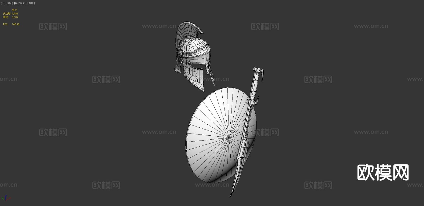 斯巴达战士装甲 冷兵器3d模型