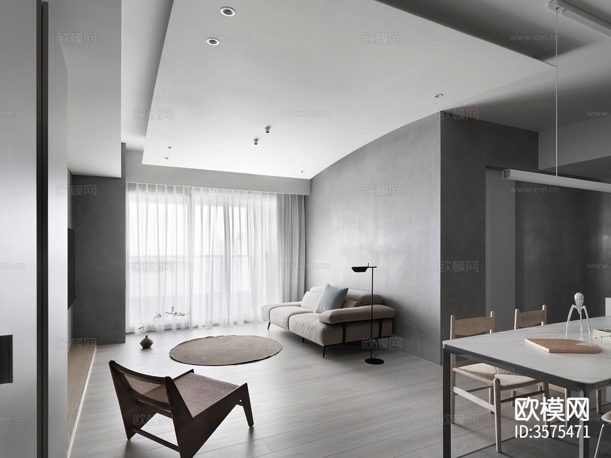 现代极简风客餐厅装修效果图下载（渲染图7）