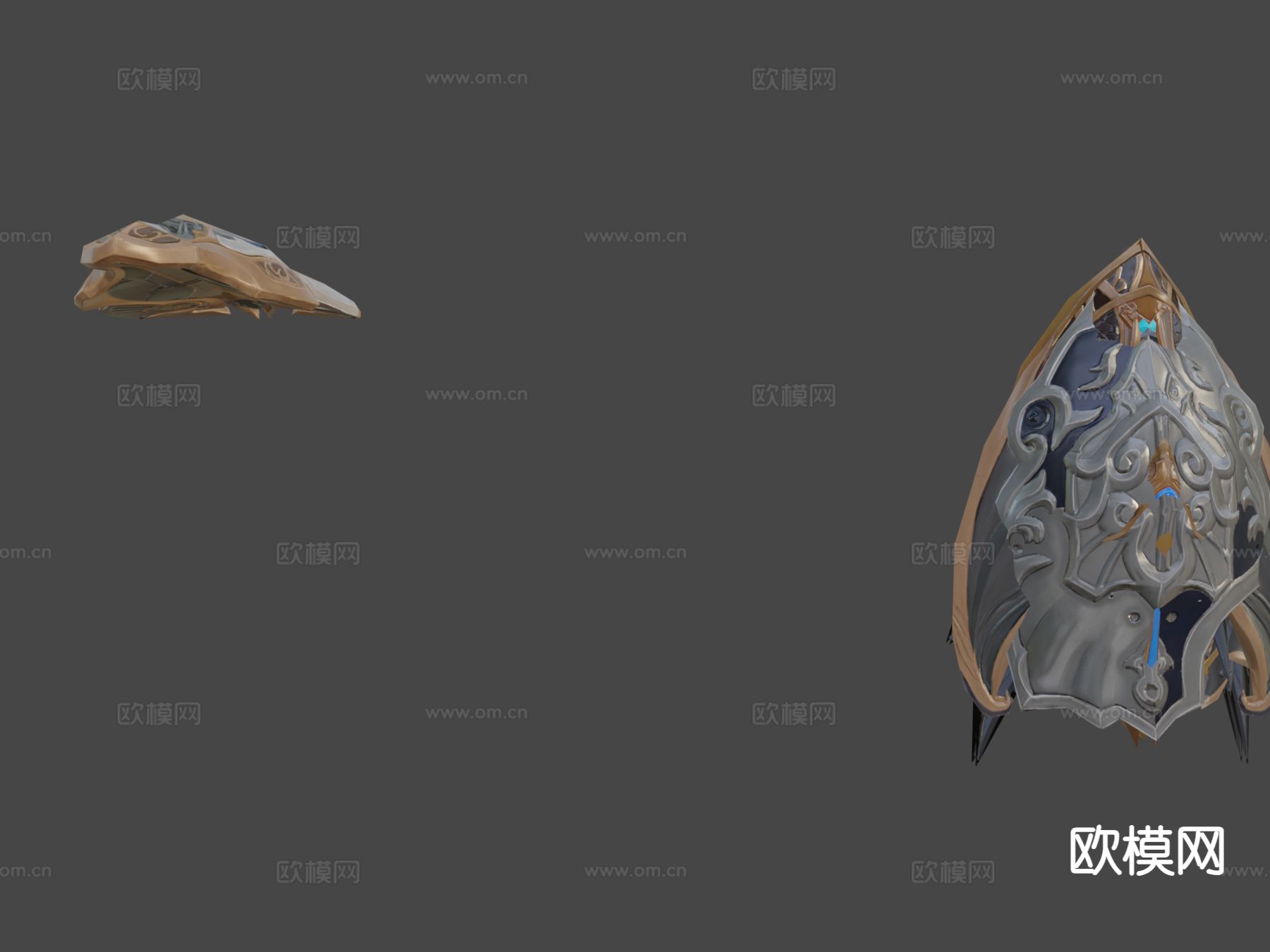战斗盾牌 护盾 游戏道具3d模型下载（渲染图7）