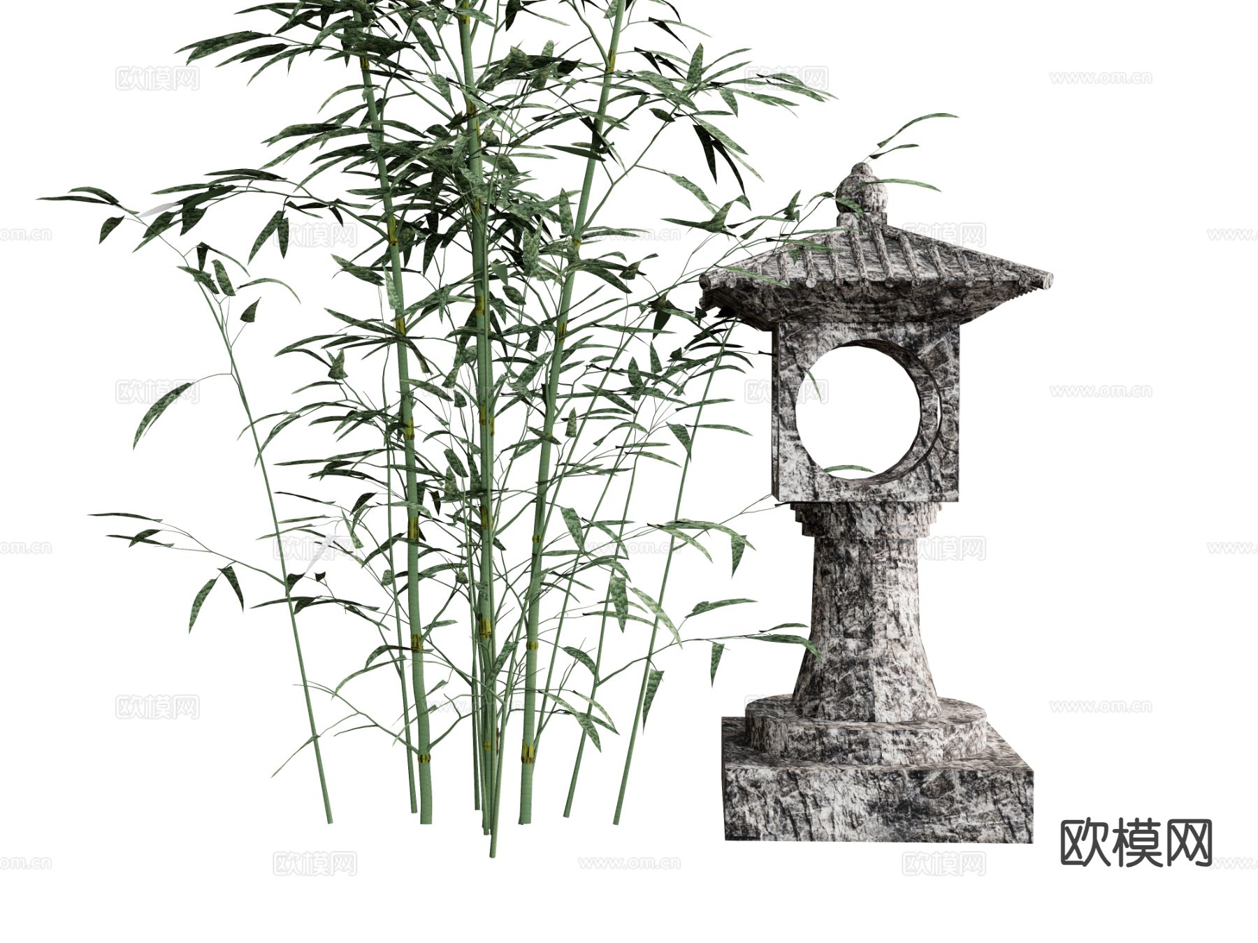 石塔灯 户外灯 石灯笼石雕su模型下载（渲染图2）