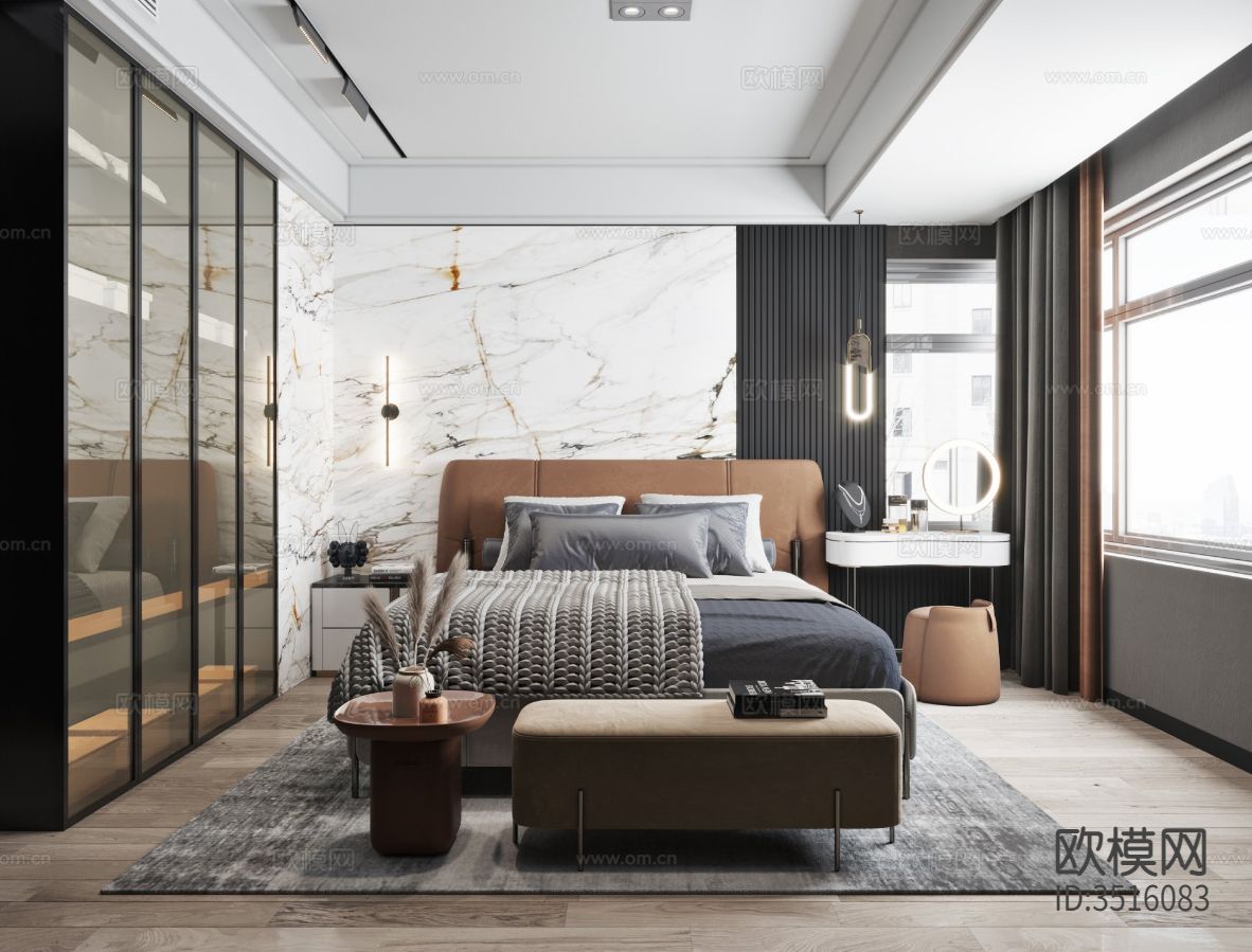 现代平层客餐厅装修效果图下载（渲染图2）